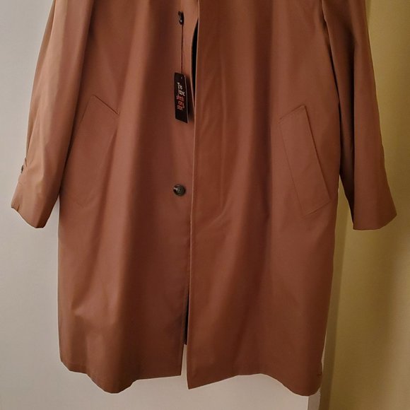 Dupont Zepel Rain/Stain Repeller tan/camel Men's Size 44L liner raincoat #8032 - Picture 2 of 10